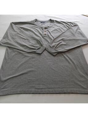 Puritan Henley Men's Gray Shirt Long Sleeve Measured Size 3XL